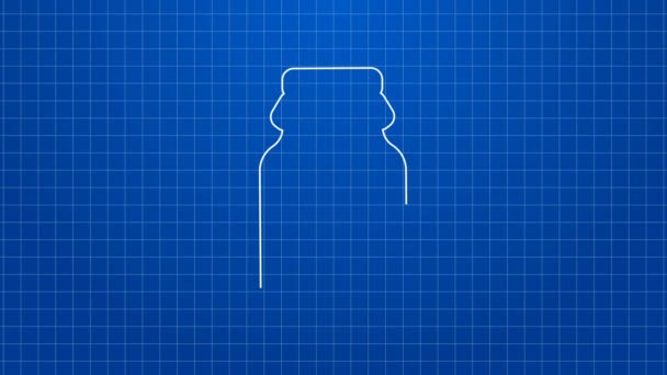 Weiße Linie Glas Honig Symbol isoliert auf blauem Hintergrund. Foodbank. Süße natürliche Nahrung Symbol. 4K Video Motion Grafik Animation — Stockvideo