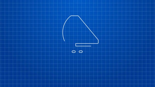 Weiße Linie Yacht Segelboot oder Segelschiff Symbol isoliert auf blauem Hintergrund. Segel-Boot-Kreuzfahrt. 4K Video Motion Grafik Animation — Stockvideo
