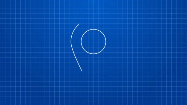 Fehér vonal Helyszín halászati ikon elszigetelt kék háttér. Horgászhely. 4K Videó mozgás grafikus animáció — Stock videók