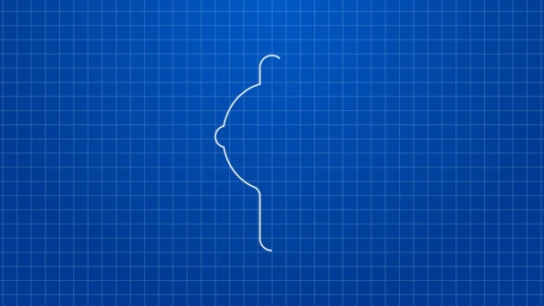 Linea bianca icona galleggiante di pesca isolato su sfondo blu. Attrezzatura da pesca. Animazione grafica 4K Video motion — Video Stock