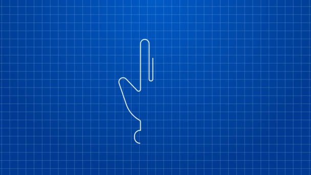 White line Rubber gloves icon isolated on blue background. Latex hand protection sign. Housework cleaning equipment symbol. 4K Video motion graphic animation — Stock Video