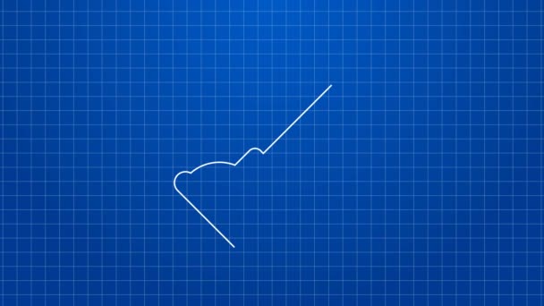 Biała linia Gumowy tłok z drewnianą rączką do czyszczenia rur ikona izolowana na niebieskim tle. Toaletowy tłok. 4K Animacja graficzna ruchu wideo — Wideo stockowe