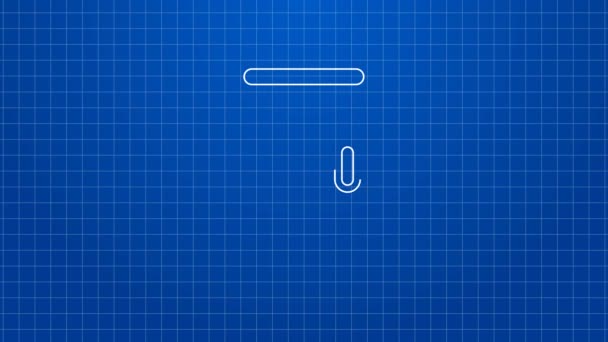Bílá čára Skleněná nádoba s ikonou šroubového uzávěru izolovaná na modrém pozadí. Grafická animace pohybu videa 4K — Stock video