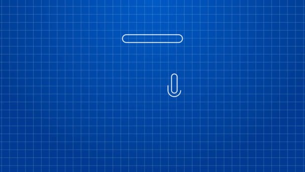 Белая линия Стеклянная банка с винтовой крышкой значок изолирован на синем фоне. Видеографическая анимация 4K — стоковое видео