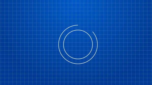 Witte lijn Tuinslang pictogram geïsoleerd op blauwe achtergrond. Spuitpistool icoon. Besproeiingsapparatuur. 4K Video motion grafische animatie — Stockvideo
