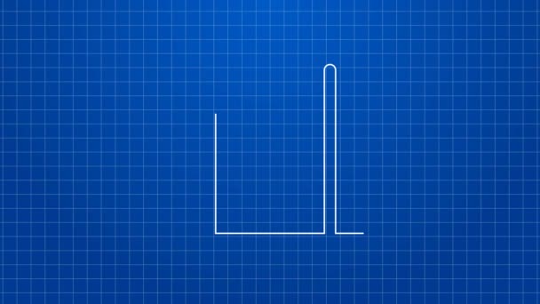 Icona Abacus linea bianca isolata su sfondo blu. Struttura di conteggio tradizionale. Segno educativo. Scuola di matematica. Animazione grafica 4K Video motion — Video Stock