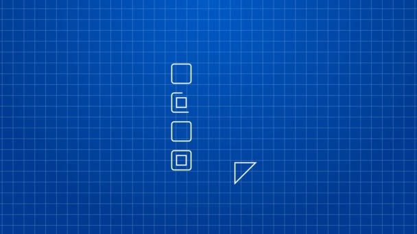 White line Clipboard with checklist icon isolated on blue background. Control list symbol. Survey poll or questionnaire feedback form. 4K Video motion graphic animation — Stock Video