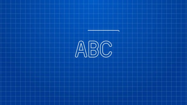 Bílá čára Laptop ikona izolované na modrém pozadí. Počítačový sešit s prázdnou tabulkou. Grafická animace pohybu videa 4K — Stock video
