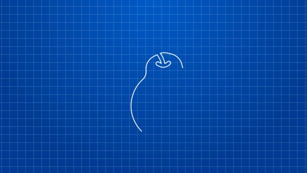 Weiße Linie Birne Symbol isoliert auf blauem Hintergrund. Obst mit Blattsymbol. 4K Video Motion Grafik Animation — Stockvideo