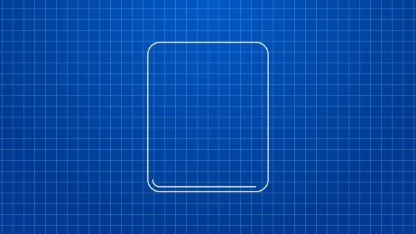 White line Calculator icon isolated on blue background. Accounting symbol. Business calculations mathematics education and finance. 4K Video motion graphic animation — Stock Video