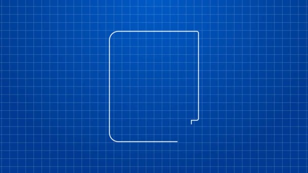 White line Book with mathematics icon isolated on blue background. Math book. Education concept about back to school. 4K Video motion graphic animation — Stock Video