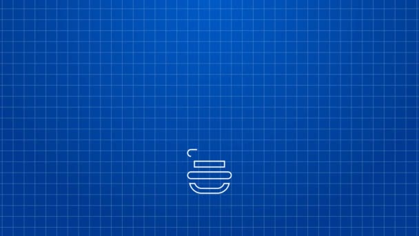 White line Creative lamp light idea icon isolated on blue background. Concept ideas inspiration, invention, effective thinking, knowledge and education. 4K Video motion graphic animation — Stock Video