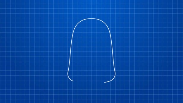 White line Funny and scary ghost mask for Halloween icon isolated on blue background. Happy Halloween party. 4K Video motion graphic animation — Stock Video