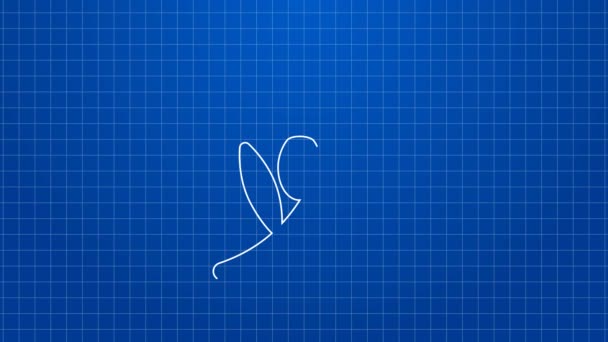 Bílá čára Olivová větev ikona izolovaná na modrém pozadí. Grafická animace pohybu videa 4K — Stock video