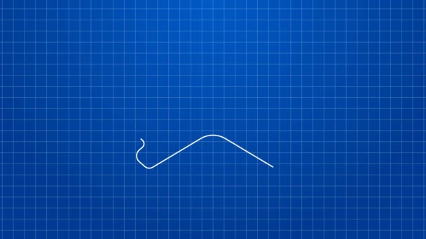 Witte lijn Macaroni pictogram geïsoleerd op blauwe achtergrond. Italiaanse keuken. 4K Video motion grafische animatie — Stockvideo