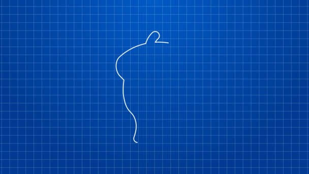 Ícone de homem francês linha branca isolado no fundo azul. Animação gráfica em movimento de vídeo 4K — Vídeo de Stock