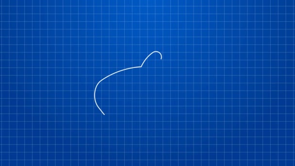 Beyaz çizgi Fransız beresi ikonu mavi arka planda izole edildi. 4K Video hareketli grafik canlandırması — Stok video