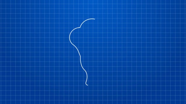 Weiße Linie italienische Koch-Symbol isoliert auf blauem Hintergrund. 4K Video Motion Grafik Animation — Stockvideo