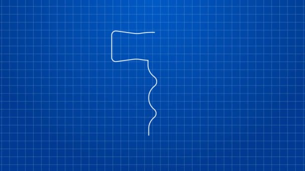 Bílá čára Vína vývrtka ikona izolované na modrém pozadí. Grafická animace pohybu videa 4K — Stock video