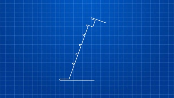 Fehér vonal ferde torony pisai ikon elszigetelt kék háttérrel. Olaszország szimbóluma. 4K Videó mozgás grafikus animáció — Stock videók