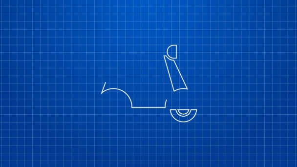 White line Scooter icon isolated on blue background. 4K Video motion graphic animation — Stock Video