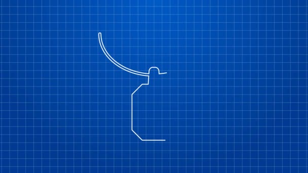 Weiße Linie Anhänger auf Halskette Symbol isoliert auf blauem Hintergrund. 4K Video Motion Grafik Animation — Stockvideo