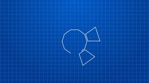 Fehér vonal Gyémánt ikon elszigetelt kék háttérrel. Ékszer szimbólum. Ékkő. 4K Videó mozgás grafikus animáció — Stock videók