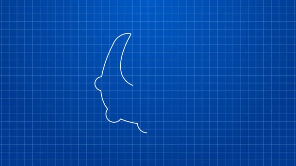 Witte lijn ketting pictogram geïsoleerd op blauwe achtergrond. 4K Video motion grafische animatie — Stockvideo
