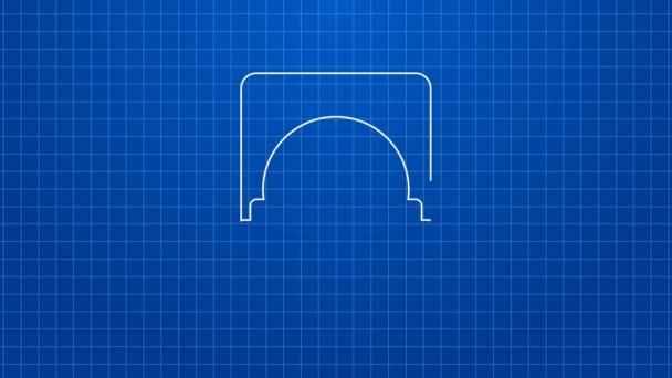 Weiße Linie Diamant Verlobungsring in einer Box Symbol isoliert auf blauem Hintergrund. 4K Video Motion Grafik Animation — Stockvideo