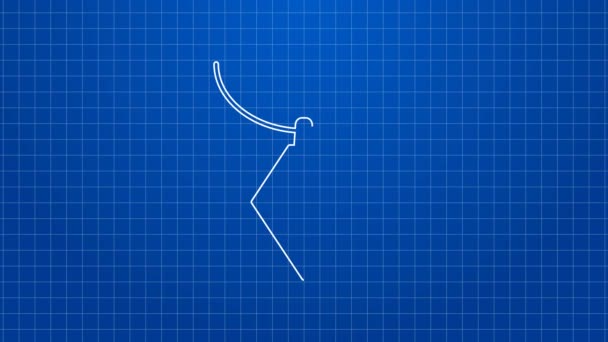 Vit linje hänge på halsband ikon isolerad på blå bakgrund. 4K Video motion grafisk animation — Stockvideo