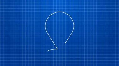 Mavi arkaplanda çapa simgesi izole edilmiş beyaz çizgi harita işaretçisi. 4K Video hareketli grafik canlandırması