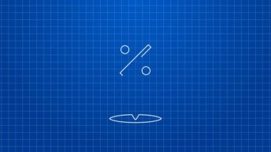 Mavi arka planda yüzde yüz indirim simgesi olan beyaz çizgi konumu. Para konumu simgesi. İş ve yatırım konsepti. 4K Video hareketli grafik canlandırması