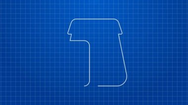 Beyaz hat online sipariş ve fast food dağıtım ikonu mavi arka planda izole edildi. 4K Video hareketli grafik canlandırması