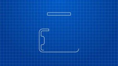 Mobil ikona sipariş edilen beyaz çizgi yiyecek mavi arka planda izole edildi. Cep telefonuyla sipariş verin. Restoran yemek teslimatı konsepti. 4K Video hareketli grafik canlandırması