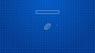 Beyaz çizgi kahve fincanı mavi arka planda izole edilmiş bir ikon haline gelecek. 4K Video hareketli grafik canlandırması
