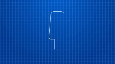 Beyaz çizgi dondurma ikonu mavi arkaplanda izole edilmiş. Güzel sembol. 4K Video hareketli grafik canlandırması