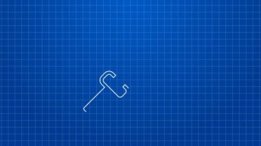 Beyaz çizgi Geleneksel Japon katana simgesi mavi arka planda izole edildi. Japon kılıcı. 4K Video hareketli grafik canlandırması