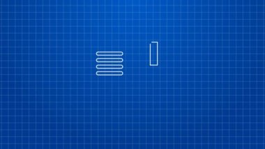 Mavi arkaplanda beyaz çizgi açık kitap simgesi izole edildi. 4K Video hareketli grafik canlandırması
