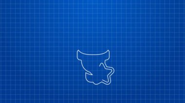 Beyaz çizgi taksi servis derecelendirme simgesi mavi arkaplanda izole edildi. 4K Video hareketli grafik canlandırması