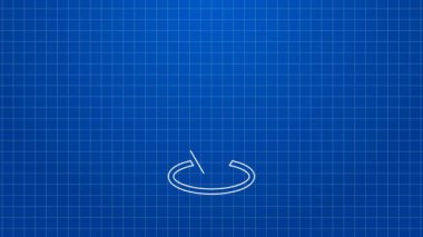 Mavi arkaplanda yıldız simgesi olan beyaz çizgi haritası işaretçisi. Yıldız favori iğne haritası simgesi. Harita işaretleyicileri. 4K Video hareketli grafik canlandırması