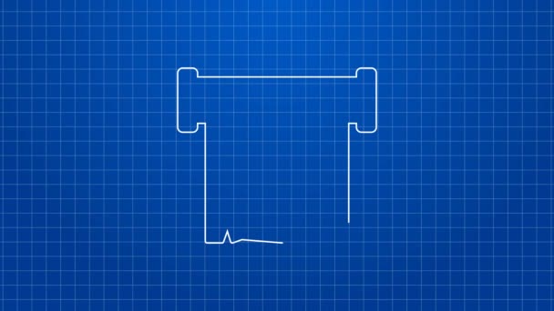 Witte lijn kruistocht pictogram geïsoleerd op blauwe achtergrond. 4K Video motion grafische animatie — Stockvideo