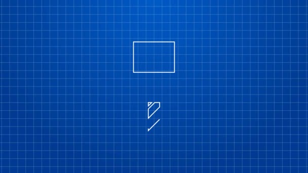 Vit linje Medeltida slaget hammare ikon isolerad på blå bakgrund. 4K Video motion grafisk animation — Stockvideo