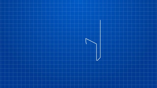 Beyaz çizgi Ortaçağ demir miğferi mavi arka planda izole edilmiş kafa koruma ikonu için. Şövalye miğferi 4K Video hareketli grafik canlandırması — Stok video