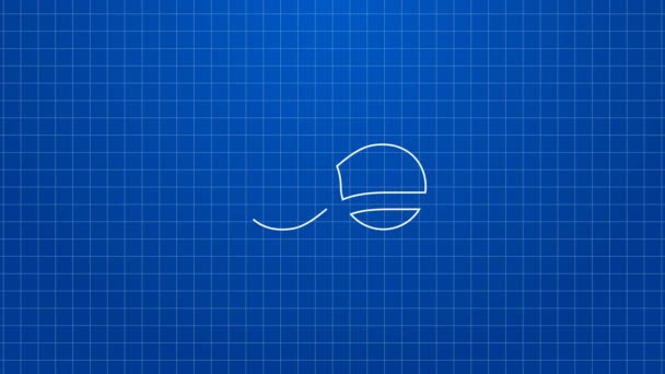 Biała linia Węzły liny morskiej ikona izolowane na niebieskim tle. Lina zawiązana w węzeł. 4K Animacja graficzna ruchu wideo — Wideo stockowe