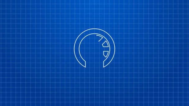 White line Ship steering wheel icon isolated on blue background. 4K Video motion graphic animation — Stock Video