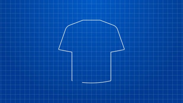 Linea bianca T-shirt marinaio a righe icona isolata su sfondo blu. Oggetto marino. Animazione grafica 4K Video motion — Video Stock