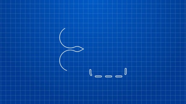 White Line Scissors schneidet Rabattcoupon-Symbol isoliert auf blauem Hintergrund. Das Konzept, in einem Online-Supermarkt zu niedrigen Preisen oder der Hälfte der Kosten zu verkaufen. 4K Video Motion Grafik Animation — Stockvideo
