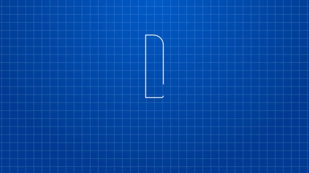 Witte lijn Knife pictogram geïsoleerd op blauwe achtergrond. Bestek symbool. 4K Video motion grafische animatie — Stockvideo