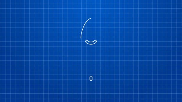 白い線青い背景にアイコンが孤立しています。調理器具。かわいいサインだ。4Kビデオモーショングラフィックアニメーション — ストック動画