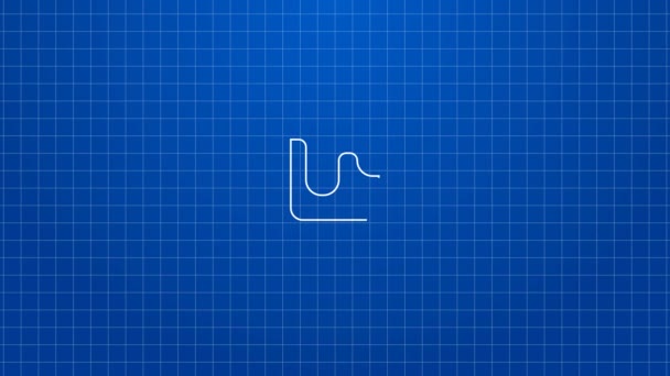 Linha branca ícone de sorvete isolado no fundo azul. Símbolo doce. Animação gráfica em movimento de vídeo 4K — Vídeo de Stock